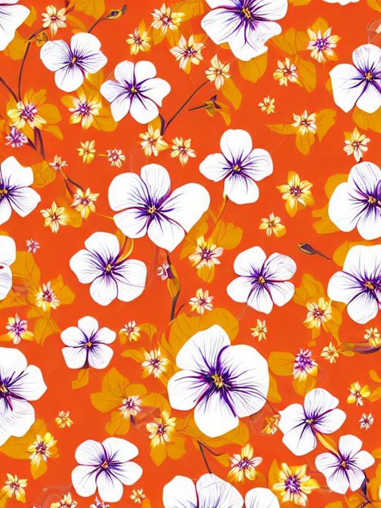 Morning Glory Floral Print Retro Pattern 1 Flower