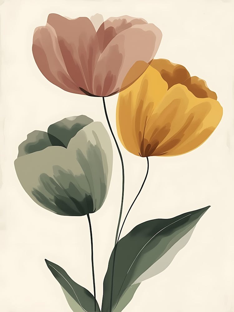 Muted Tones Botanical Art | Aesthetic Floral Prints for Cozy Homes