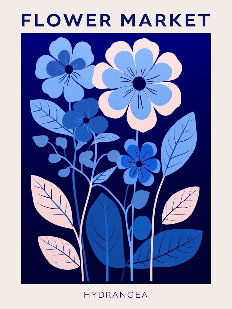 Blue Flower Market Poster Hydrangea 5