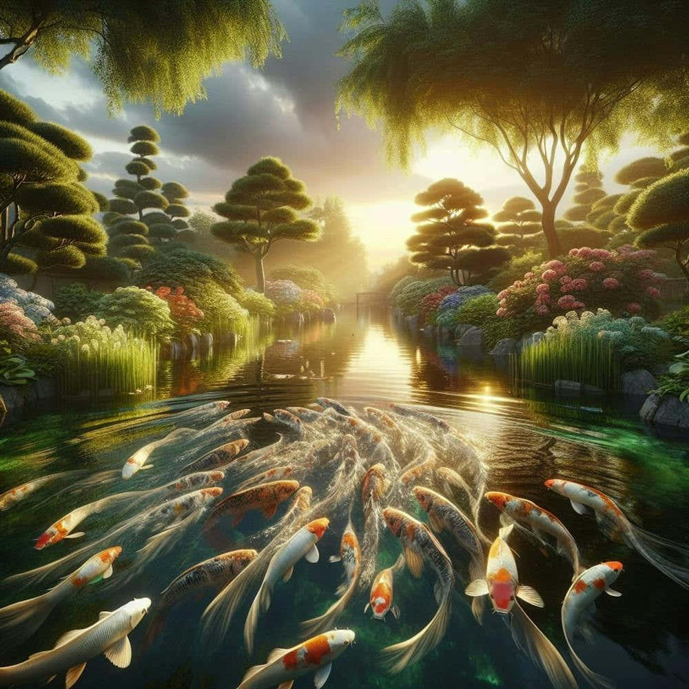 Koi Fish Swimming
