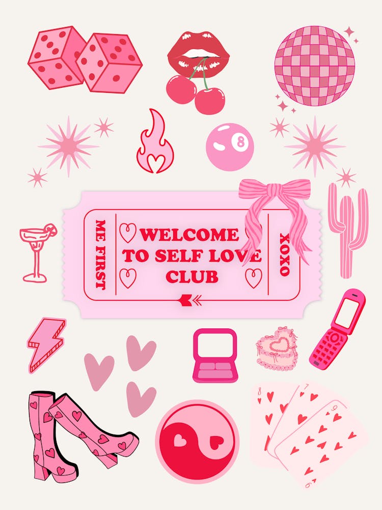 Self Love Club Pink Red Collage
