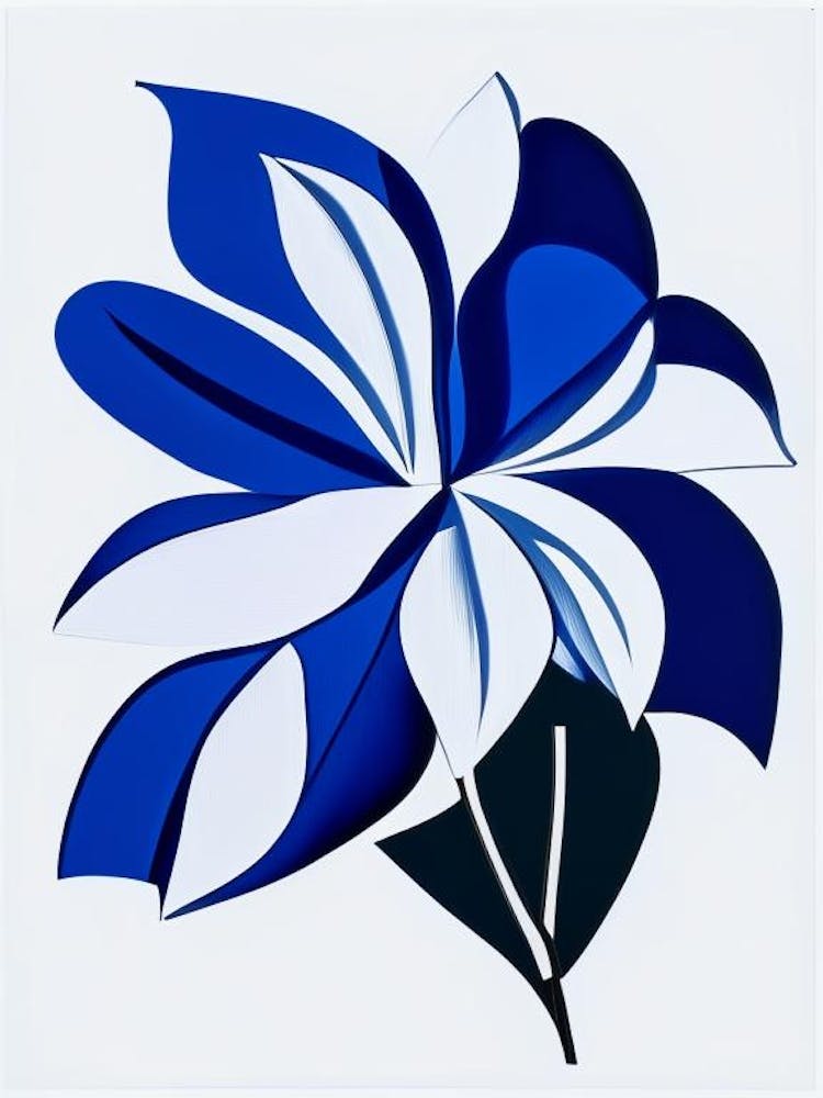 Flower Symbol 1 Blue And White Line Drawing