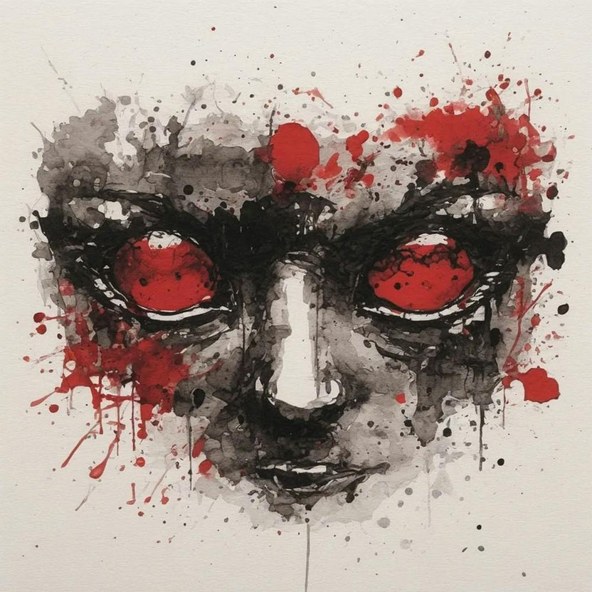 Face Of The Devil, ink, watercolour