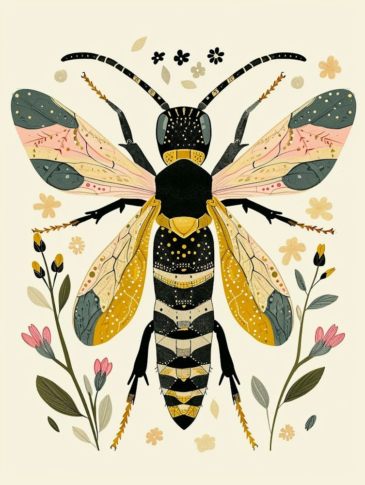 Colourful Insect Illustration Yellowjacket 18