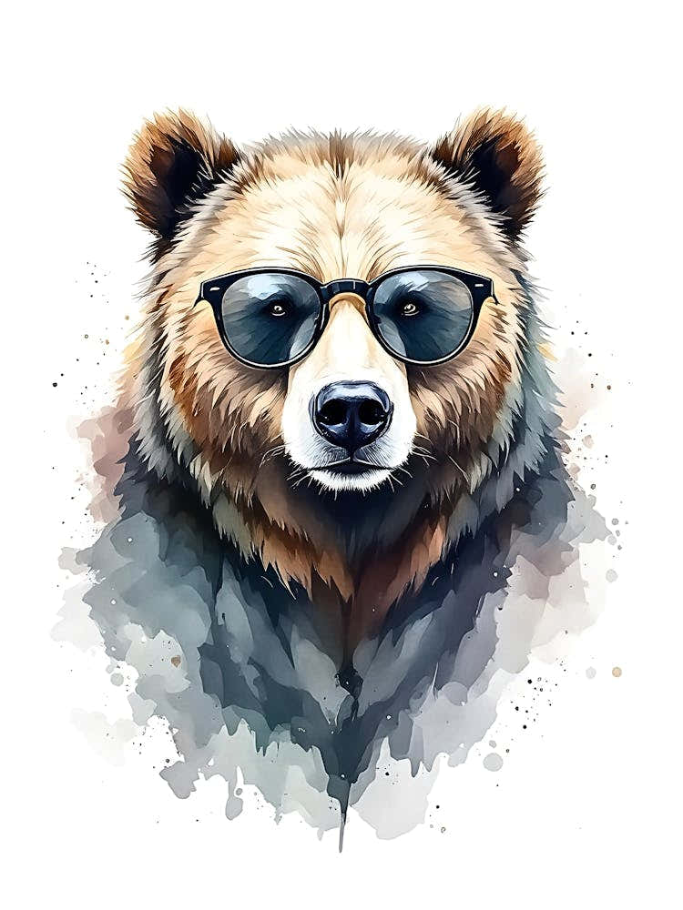 Hipster Bear Illustration And Stylish Wildlife Portraits