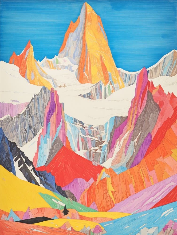 Gasherbrum China 3 Colourful Mountain Illustration