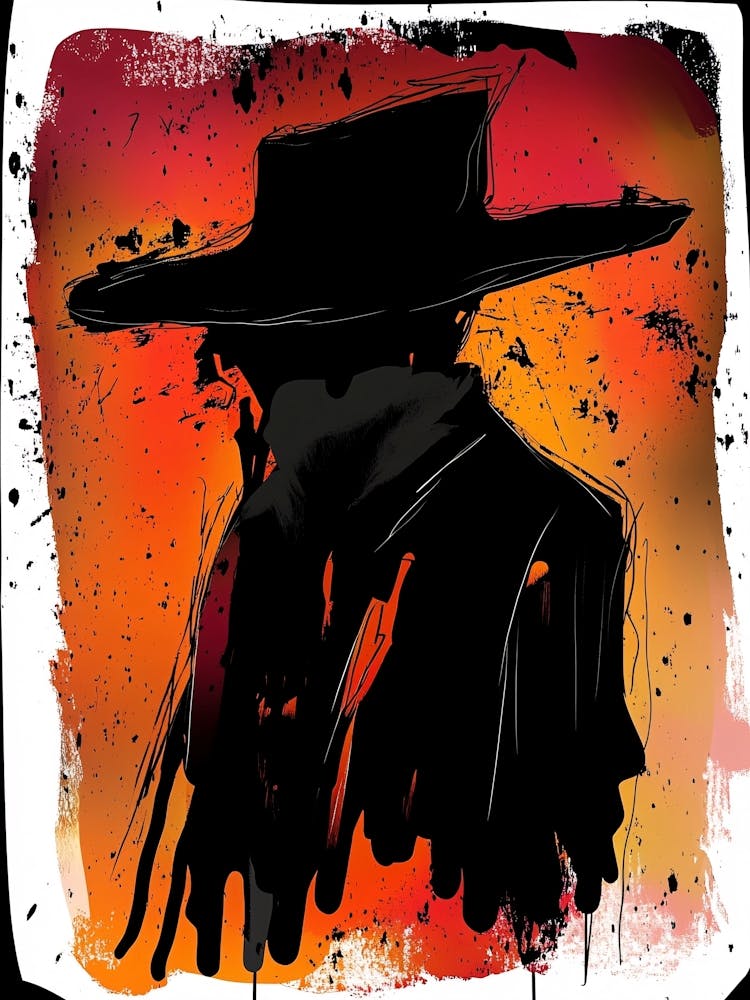 Cowboy Western Man In A Hat Drawing