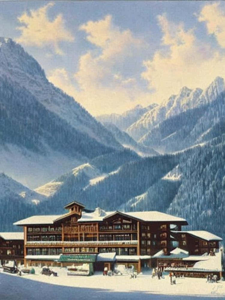 Ischgl, Austria Ski Resort Vintage Landscape 1 Skiing Poster