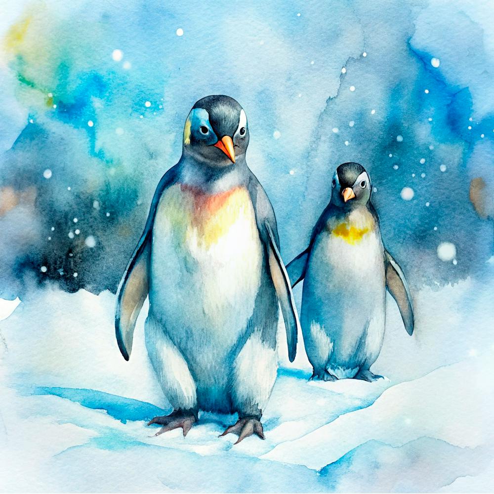 Penguins In The Snow