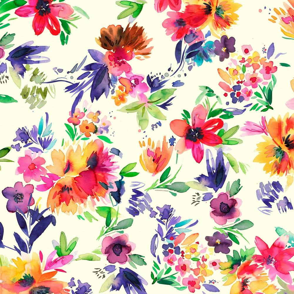 Painterly Tropical Flowers Square