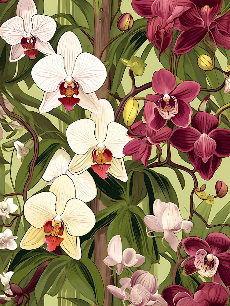 Orchids Seamless Pattern