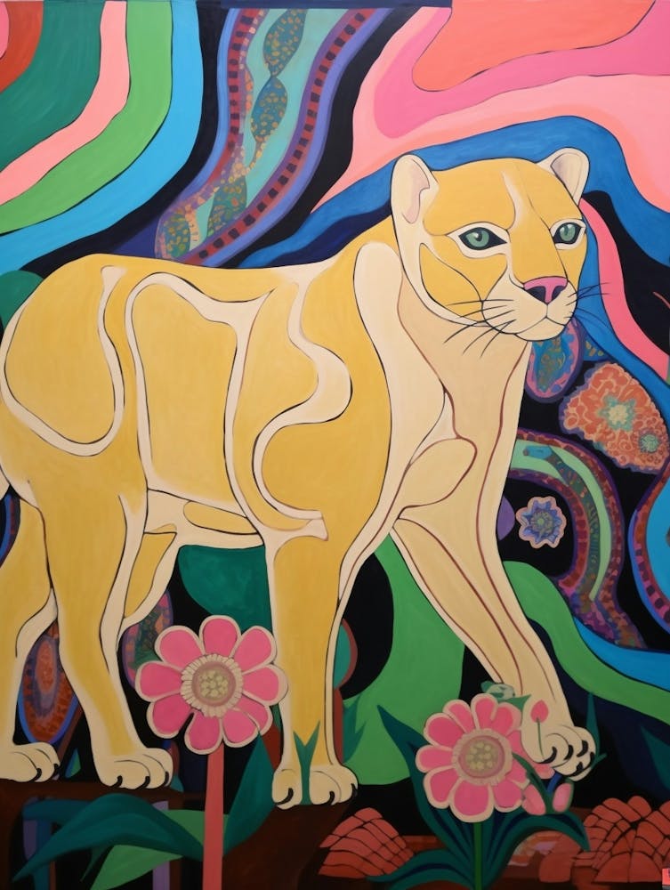 Maximalist Animal Painting Cougar 4