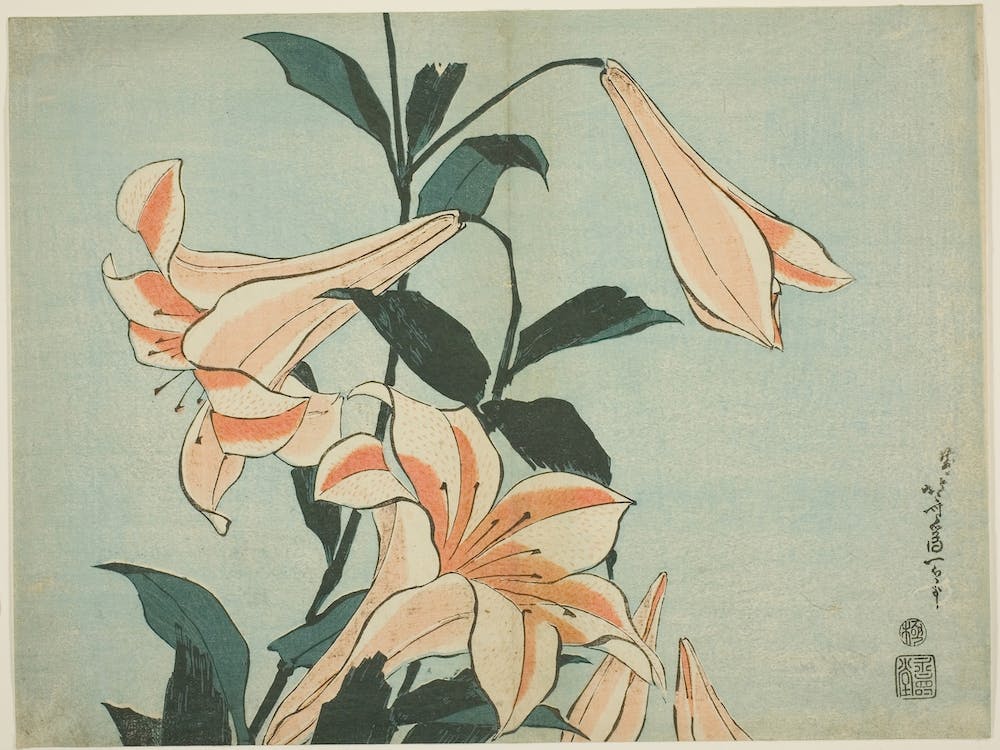 Lilies, Katsushika Hokusai 1