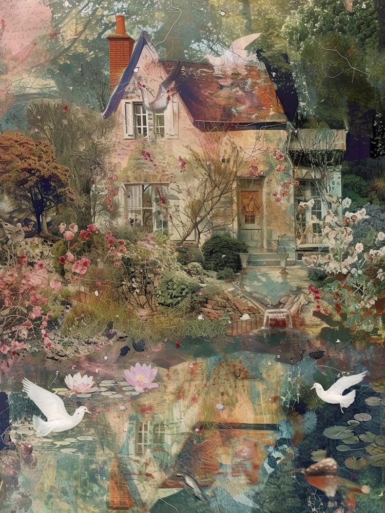 Collage Pond Monet Fairies Scrapbook 1