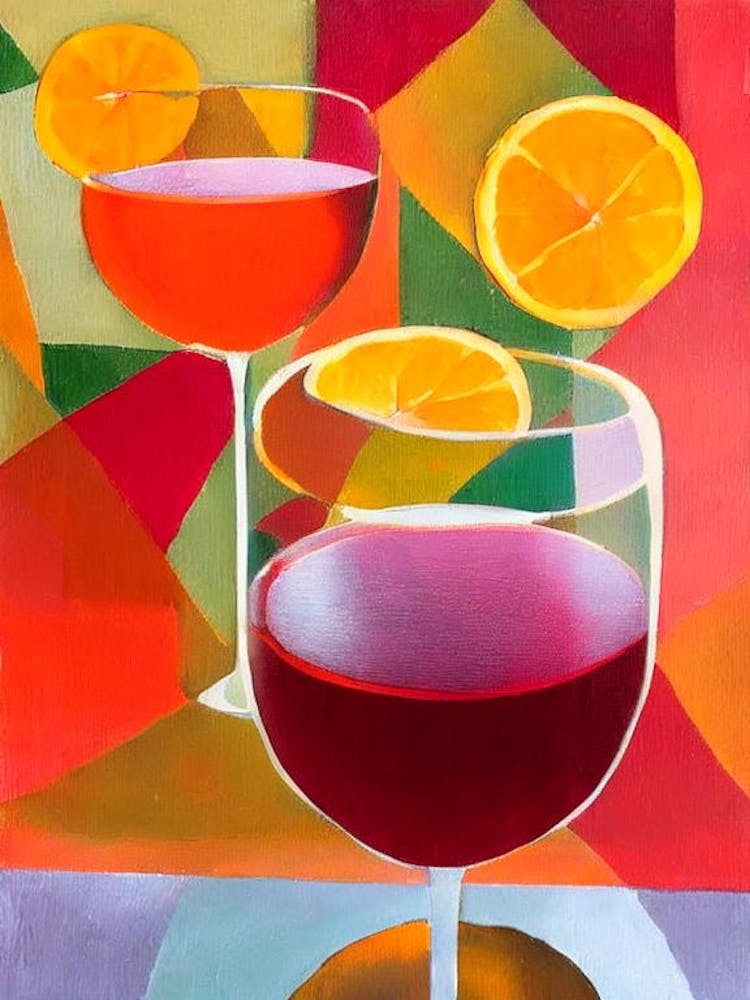 Aperol Spritz Paul Klee Inspired Abstract Cocktail Poster