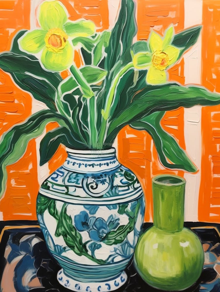 Flowers In A Vase Still Life Painting Daffodil 2
