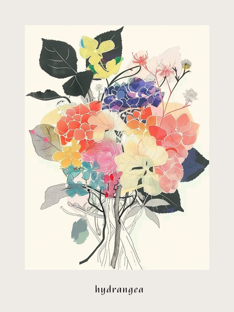 Hydrangea 5 Collage Flower Bouquet Poster