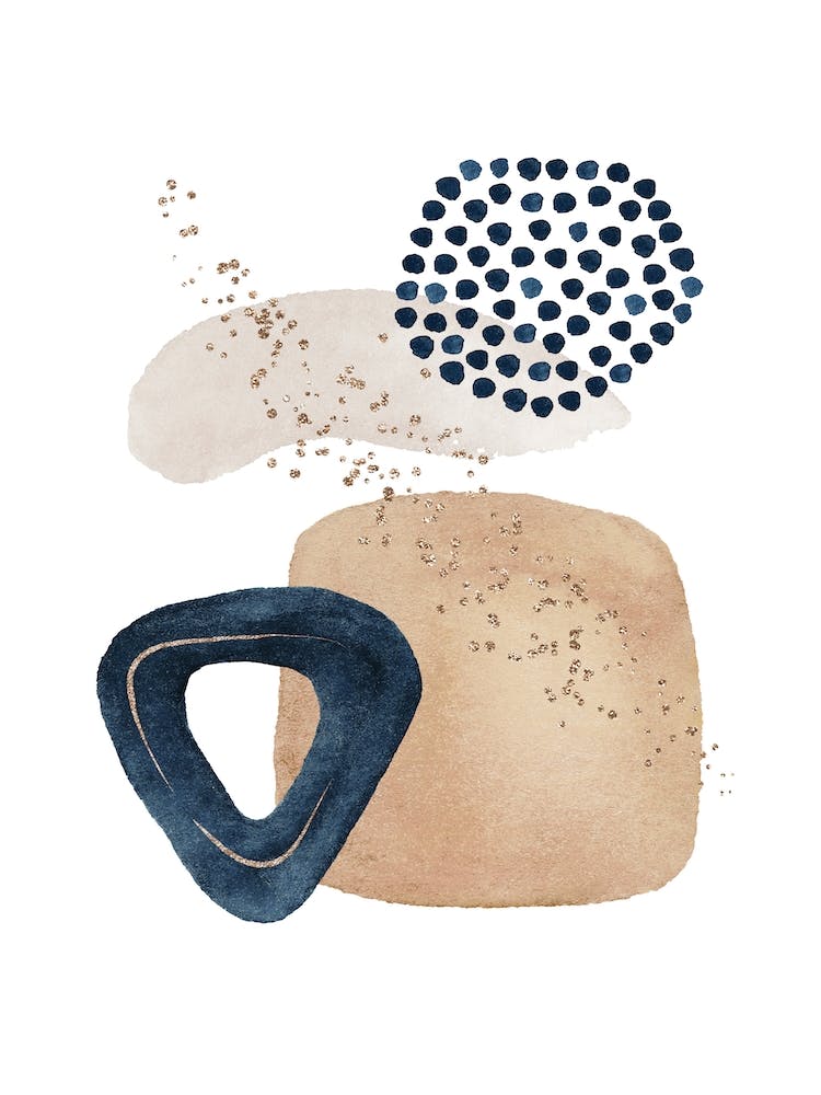 Watercolor Shapes In Navy 3