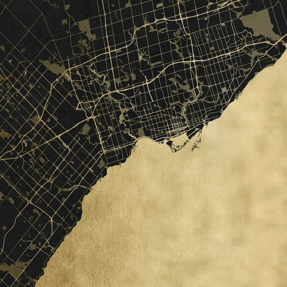 Toronto Street Map Black and Gold