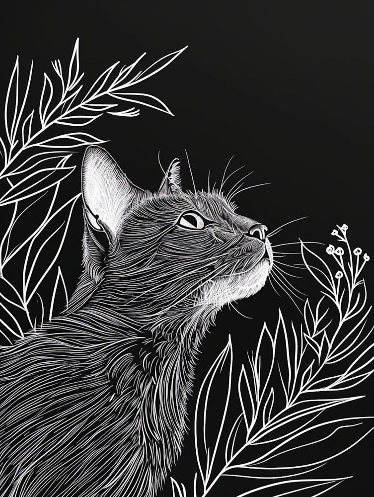 American Bobtail Katze Minimalistische Illustration 2