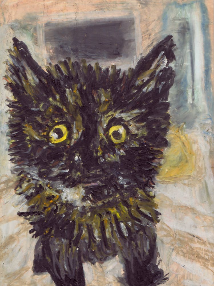 Cat, oil pastel