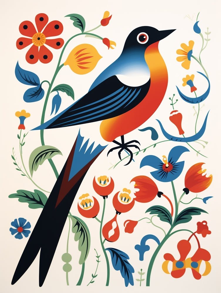 Scandinavian Bird Illustration Barn Swallow 2