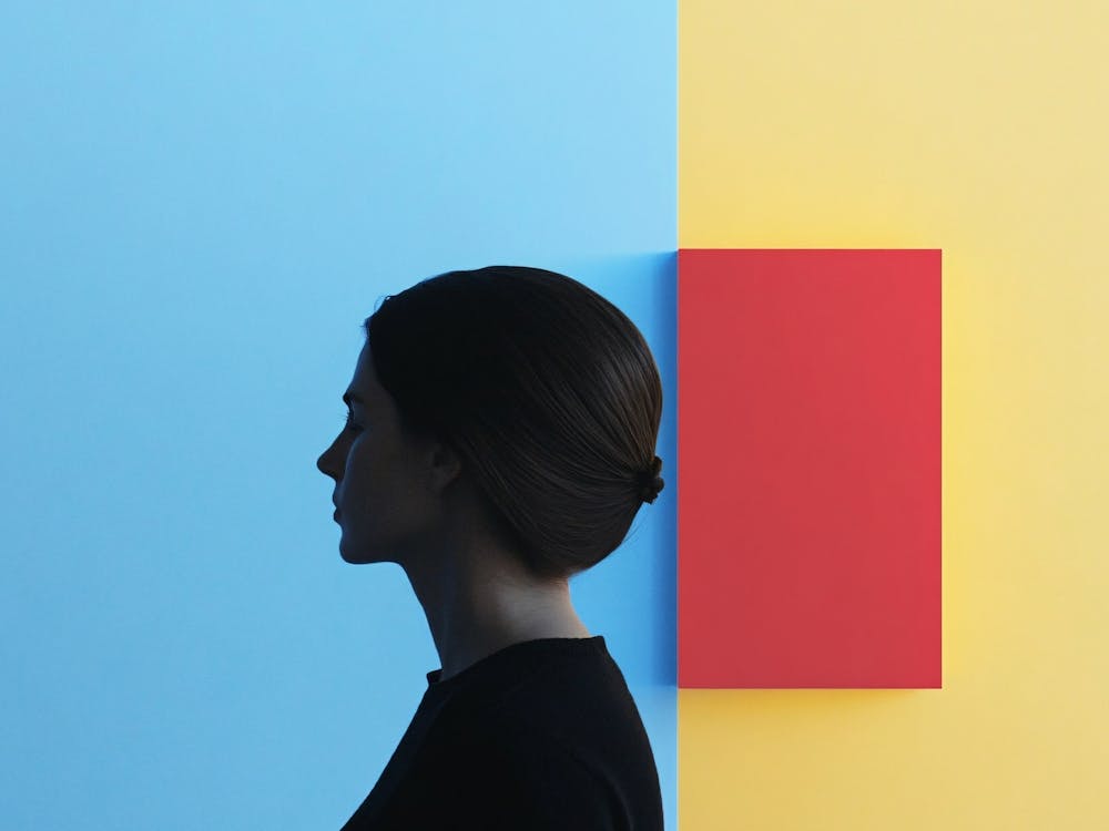 Silhouette Of A Woman Against A Colorful Wall