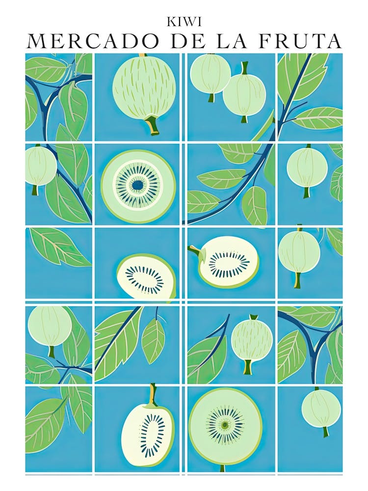 Mercado De La Fruta Kiwi Illustration 3 Poster