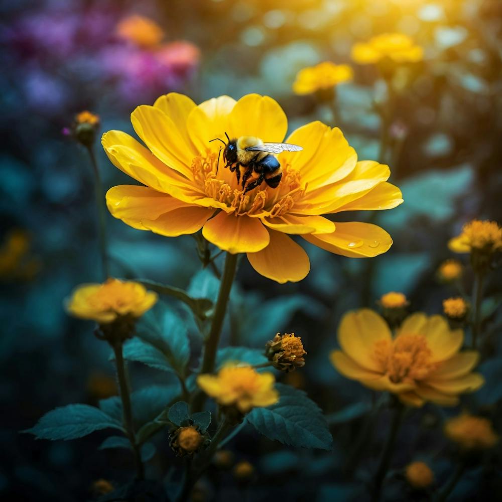 Bee On A Yellow Flower
