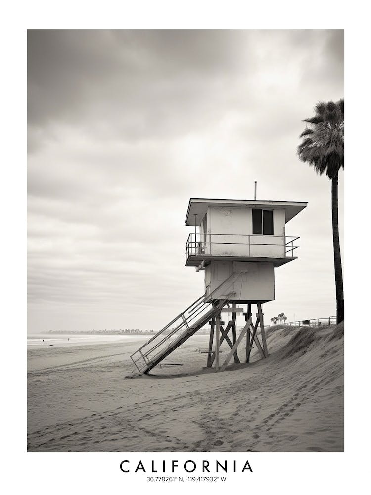 Poster Of California, Black And White Analogue Photograph 2