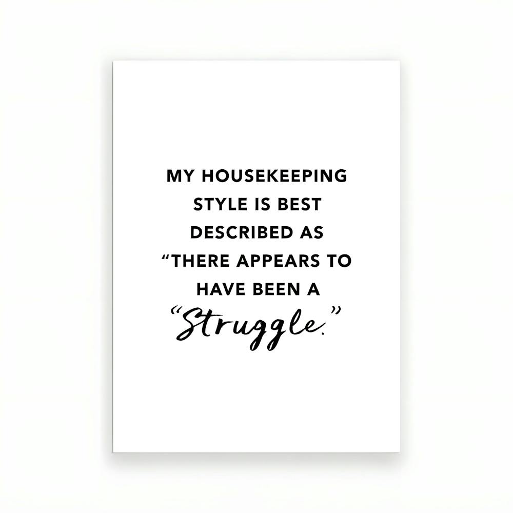 My Housekeeping Style Is Best Described As A Struggle