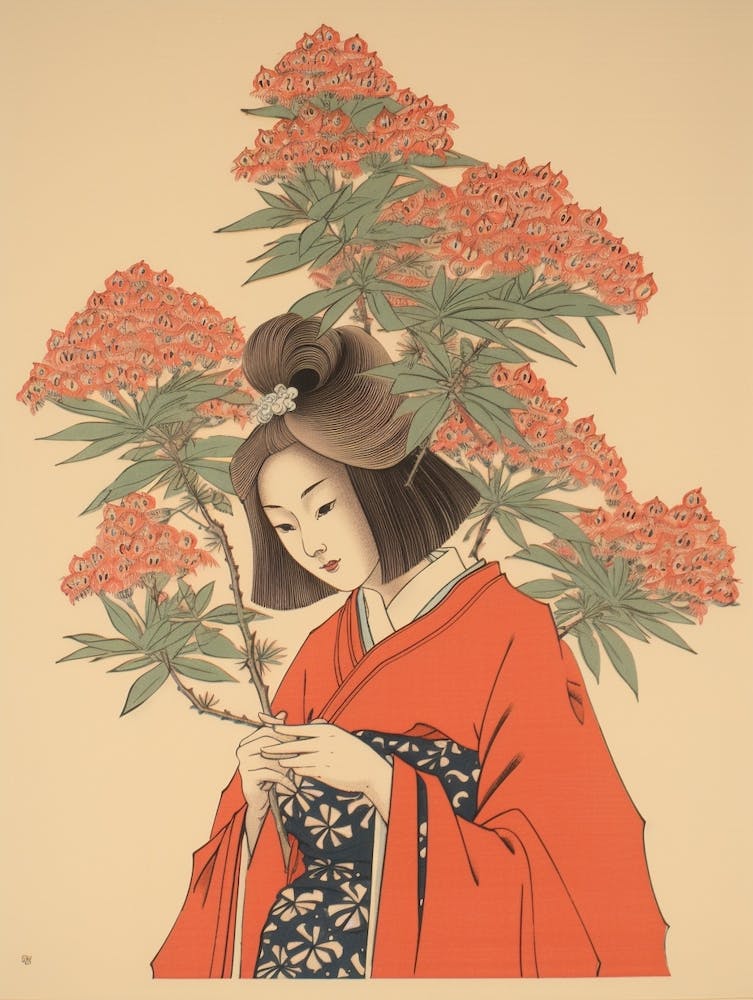 Hagi Bush Clover 1 Vintage Japanese Botanical And Geisha