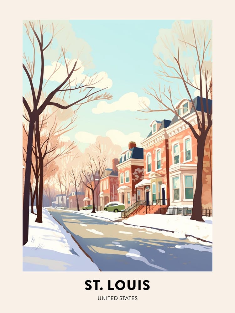 Vintage Winter Travel Poster St Louis Missouri 2