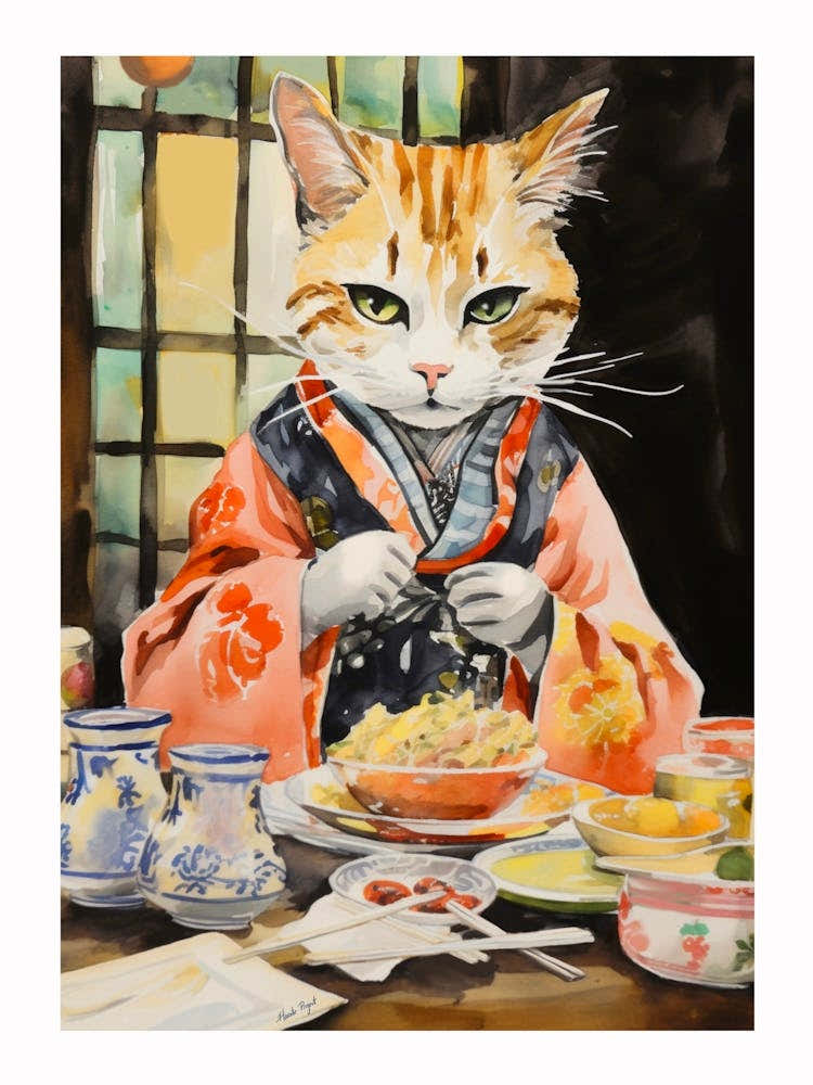 Moody Japanese Cat Playing Cards