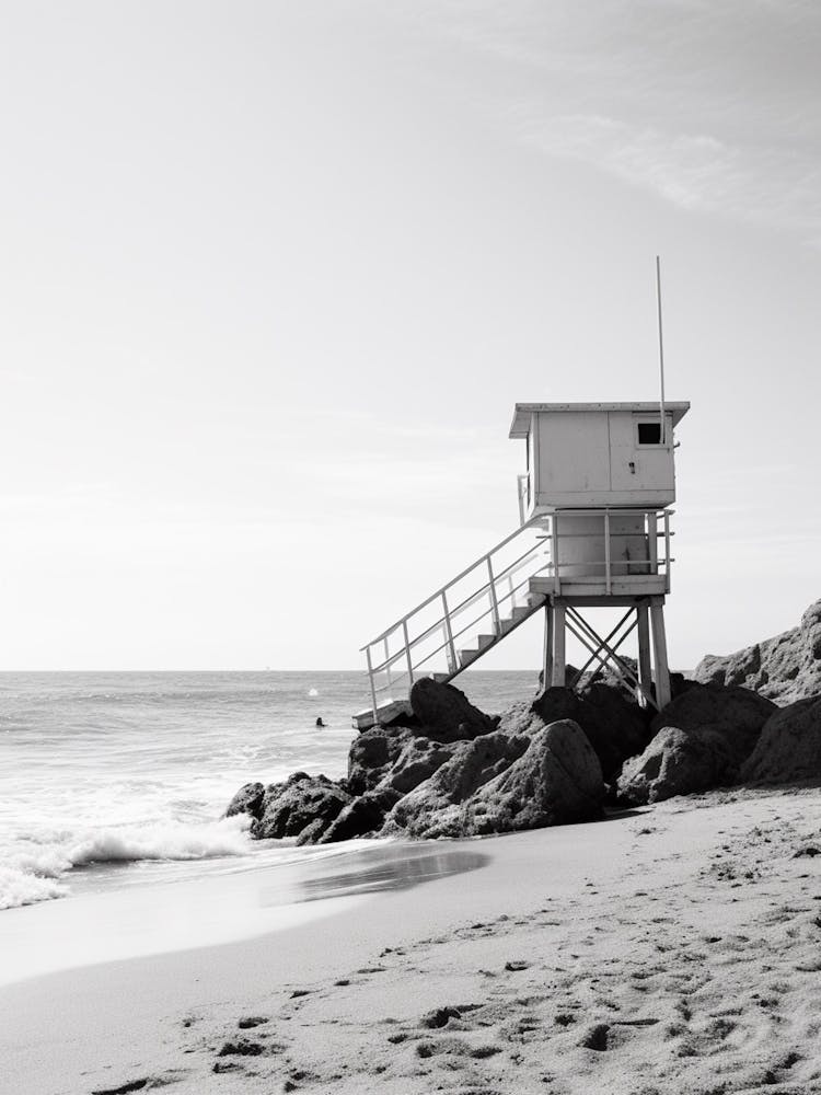 Malibu, Black And White Analogue Photograph 3