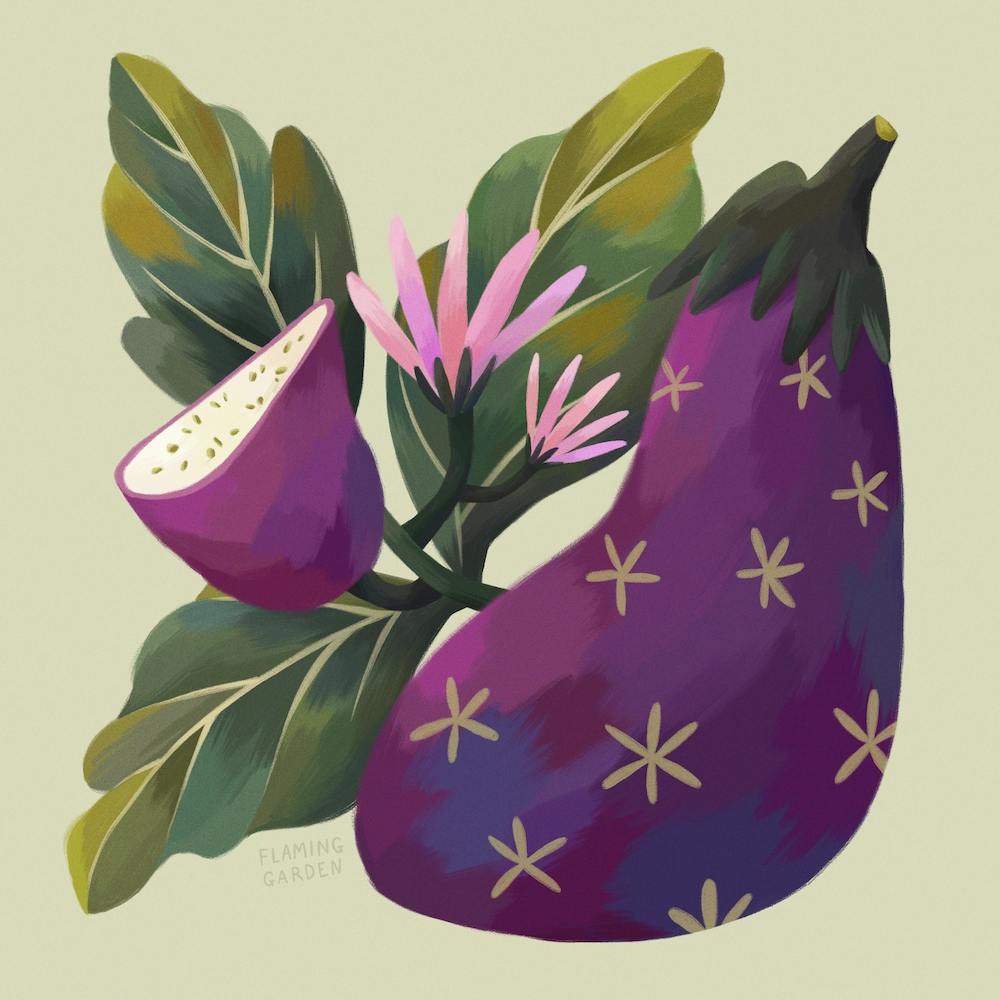 Cute Eggplant Square