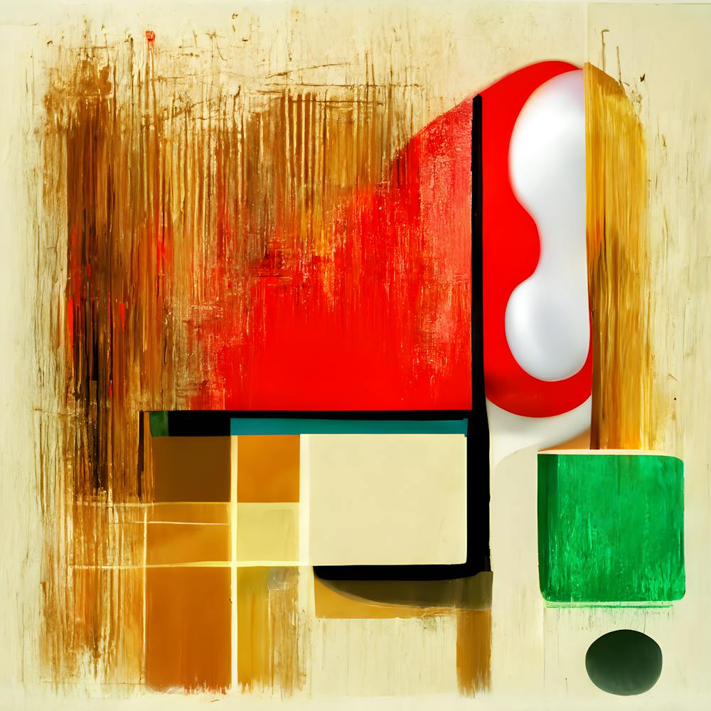 Modern Abstract Geometric Wall Art Bold Colorful Contemporary Painting Red, Green & Gold Textured Canvas Mid Century Inspired Home Decor