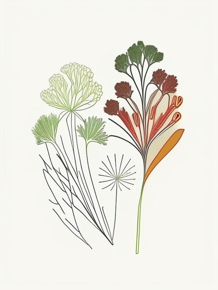 Celery Seeds Spices And Herbs Minimal Line Drawing 4