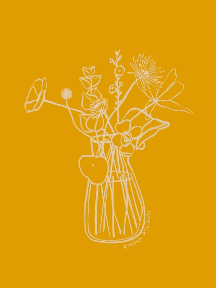 Flowers And Leaves In Yellow