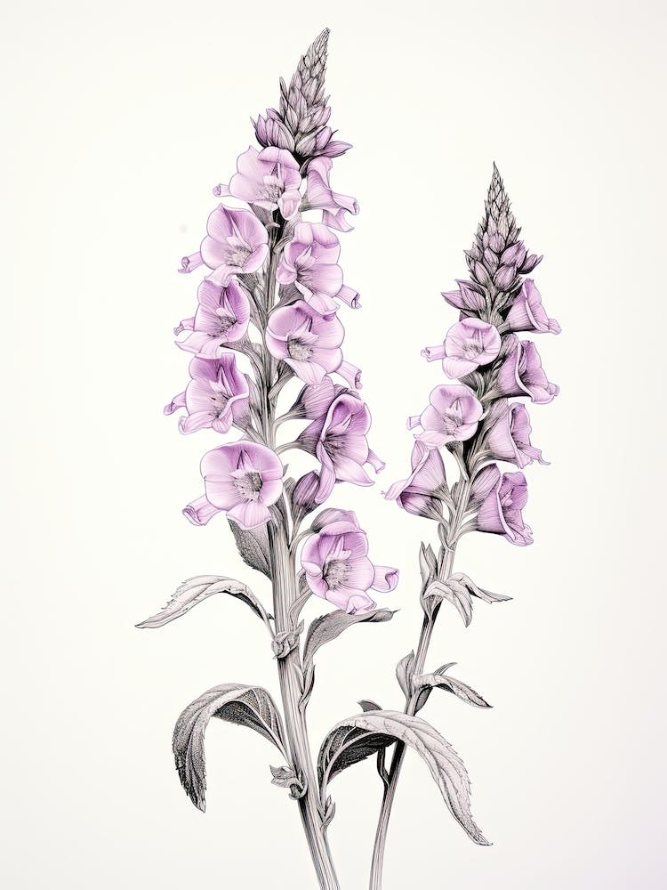 Fingerhutblume Vintage Botanisch 0