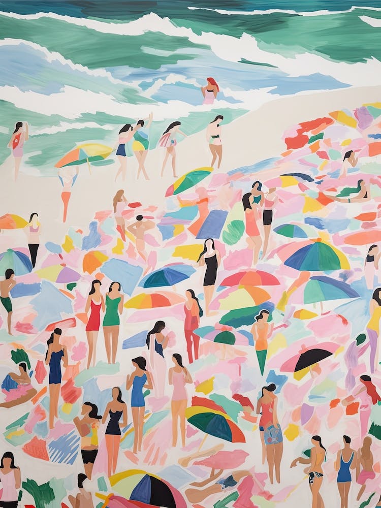 Painting Of An Aerial View Of A Beach Illustration 5