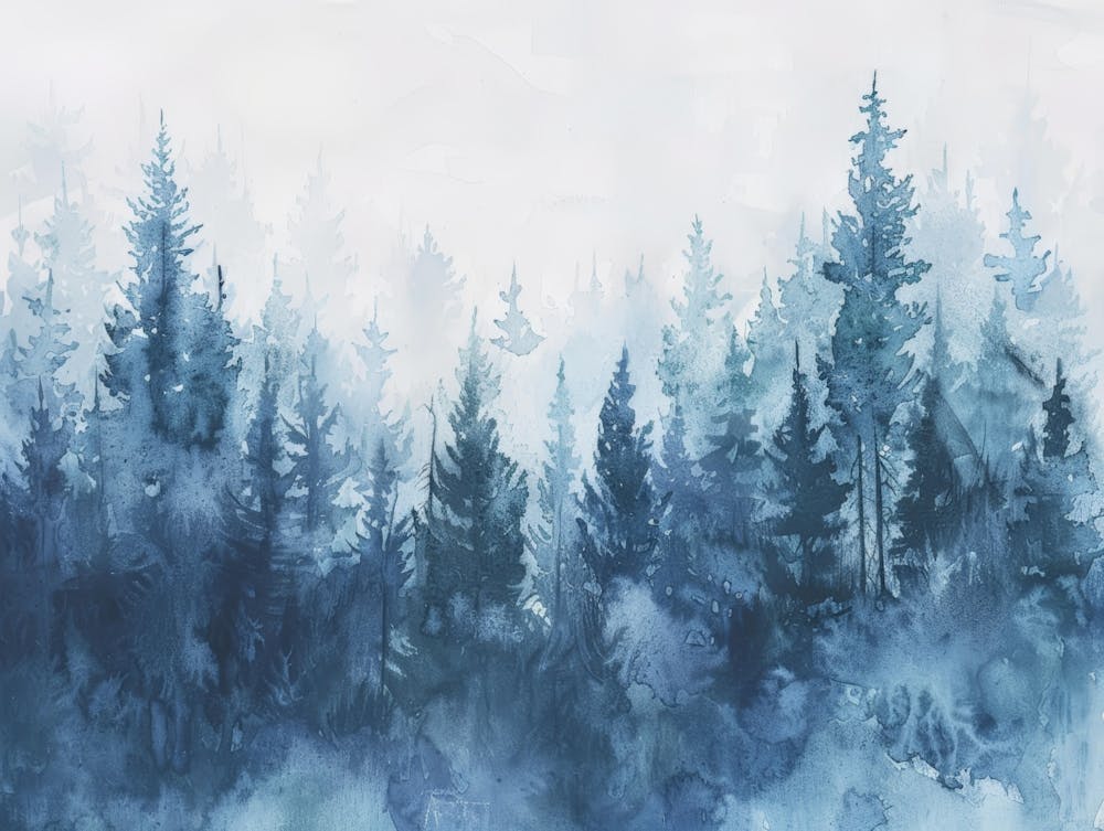 Watercolor Of A Forest 2