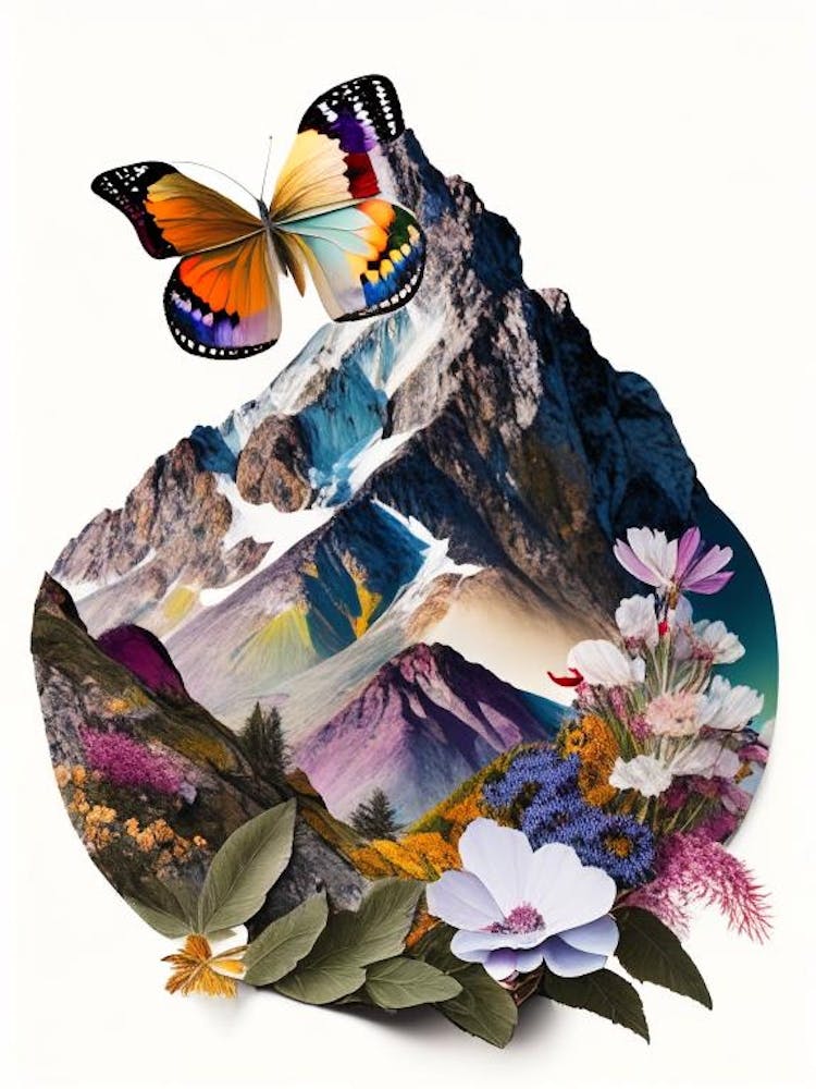 Apollo Butterfly In Mountain Landscape Decoupage 1