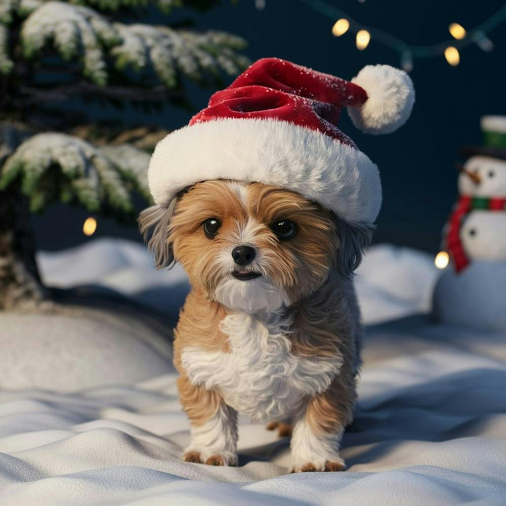 Dog In Santa Hat