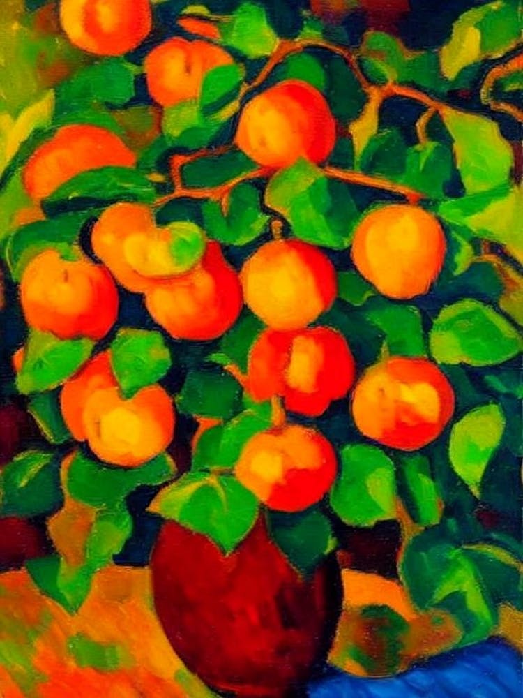 Persimmon Fruit Vibrant Matisse Inspired Painting Fruit