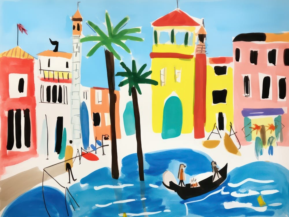 Venice Italy Cute Watercolour Illustration 1
