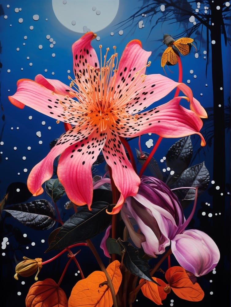 Surreal Florals Fuchsia 1 Flower Painting