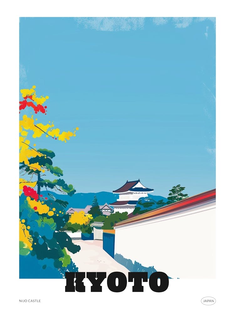 Nijo Castle Kyoto 5 Colourful Illustration Poster