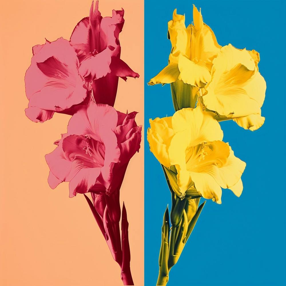 Andy Warhol Style Pop Art Flowers Gladiolus 2 Square