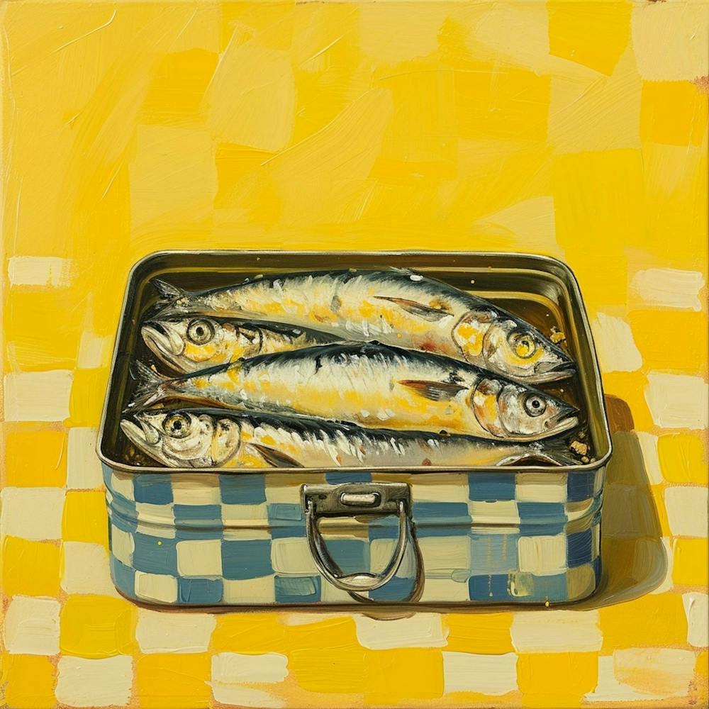 Sardines In A Tin Checkerboard Yellow